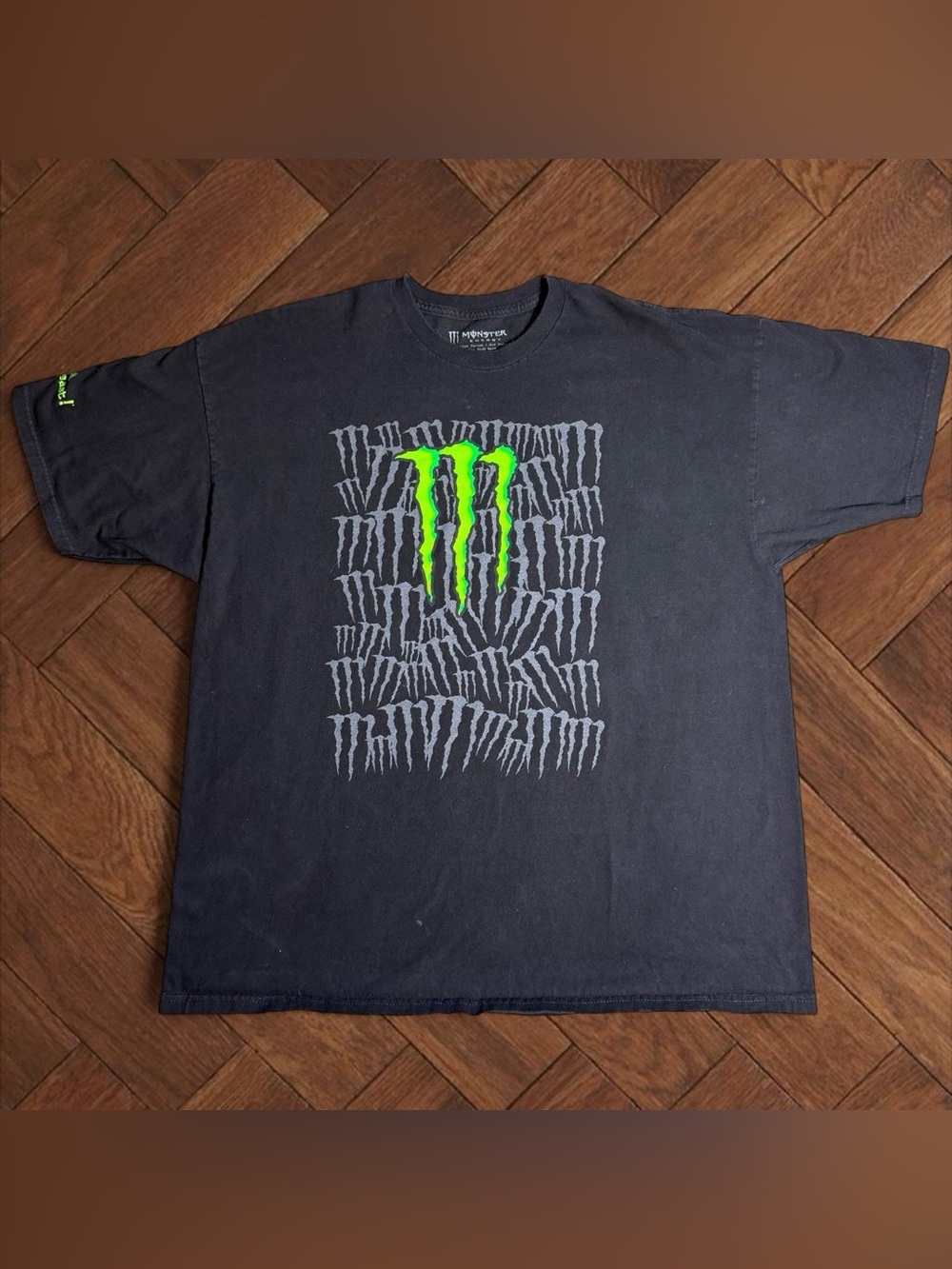 Monster Energy Drink Graphic T-Shirt Mens Size XXL Black Neon Green Claw Logo
